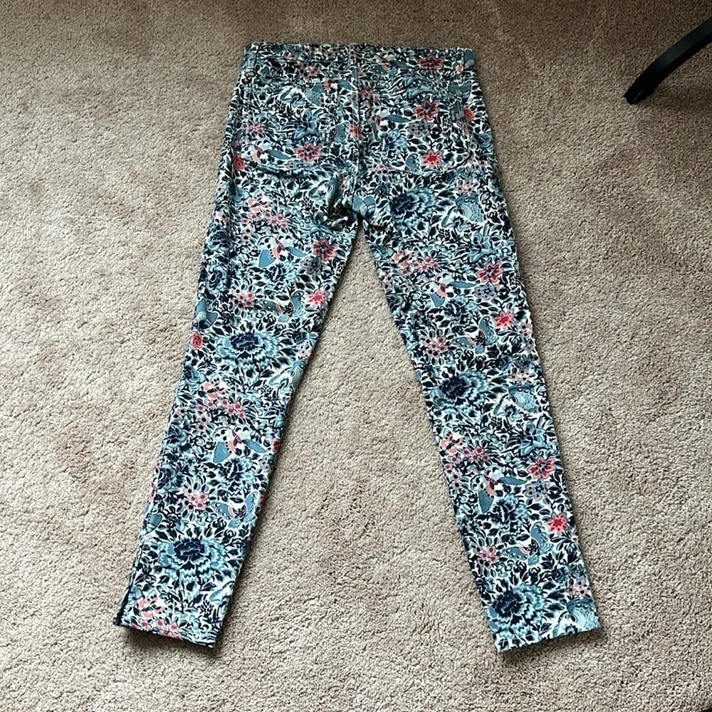 Tory Burch Emmy Ankle Skinny Jeans Blue Lake Kyoto Floral Print
